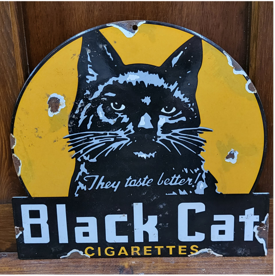 Black Cat Cigarettes Enamel Sign