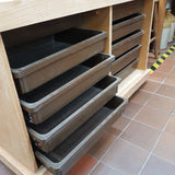 Retro School Bank of 10 Drawers With Vinyl Top - On Wheels