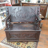 19th Century Gothic Revival, Carved Oak Monks Bench / Table