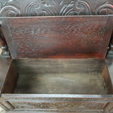 19th Century Gothic Revival, Carved Oak Monks Bench / Table