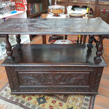 19th Century Gothic Revival, Carved Oak Monks Bench / Table