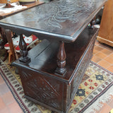 19th Century Gothic Revival, Carved Oak Monks Bench / Table