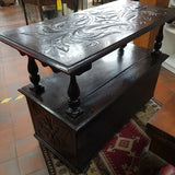 19th Century Gothic Revival, Carved Oak Monks Bench / Table